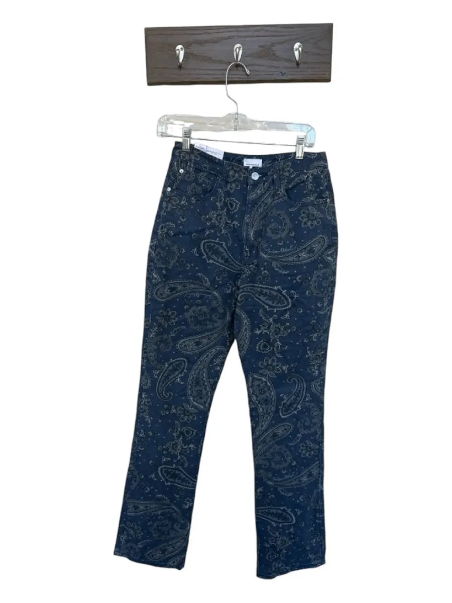 WeWoreWhat Size 28 navy & gray Cotton Blend High Waist Paisley Pants