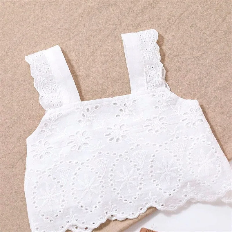 White Lace Crop Top Toddler Set