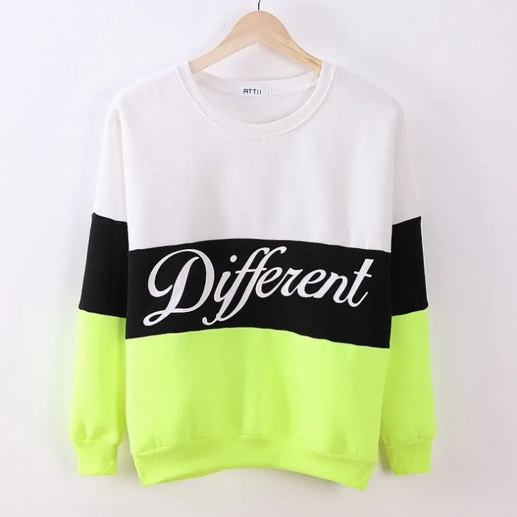 Winter newest style cotton hoodies letters Diffferent printed mix color casual sweatshirt women fleece sweatshirts