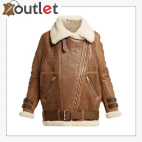 Women Light Brown Shearling Jacket