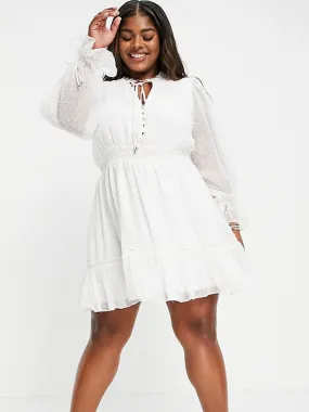 Women's Dotted Flare Dress,White