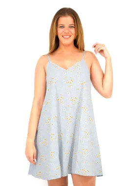 Women's Floral Printed Dress,Light Blue