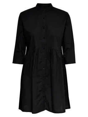 Women's Plain Solid Shirt Dress,Black