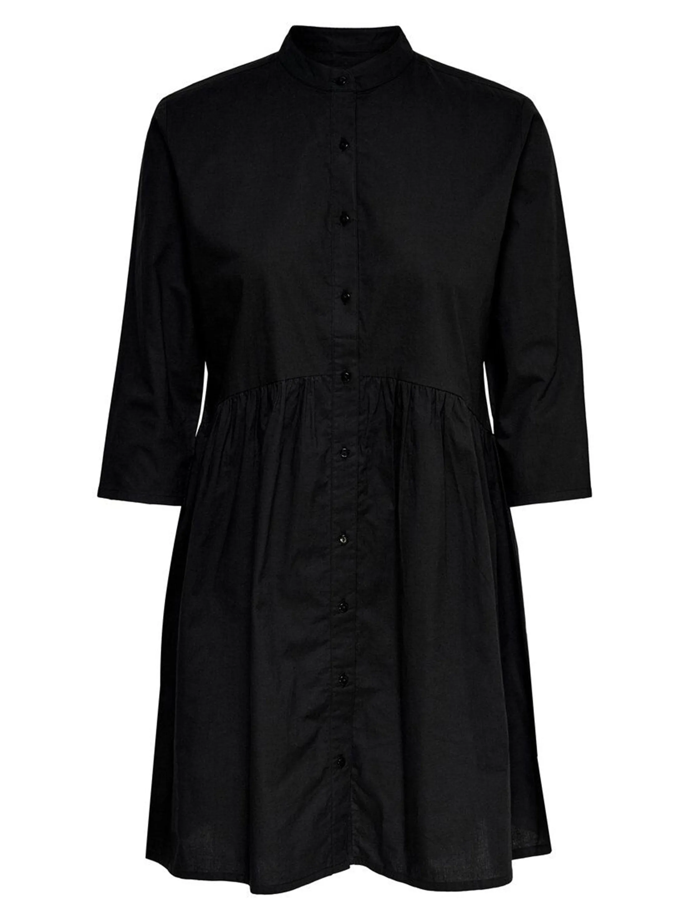 Women's Plain Solid Shirt Dress,Black