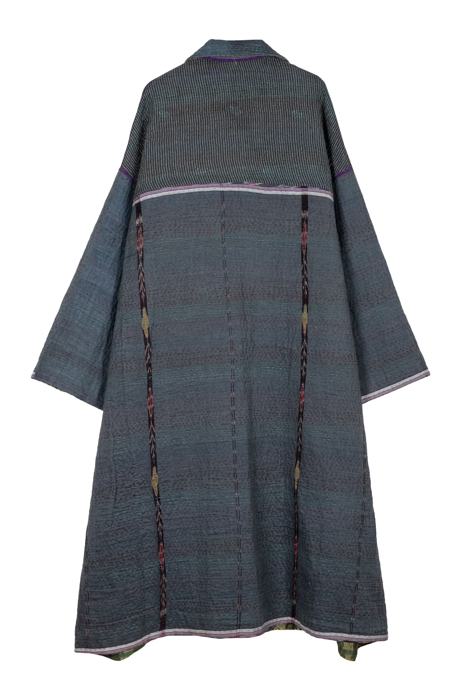 WOVEN VINTAGE COTTON KANTHA OVERSIZED COAT