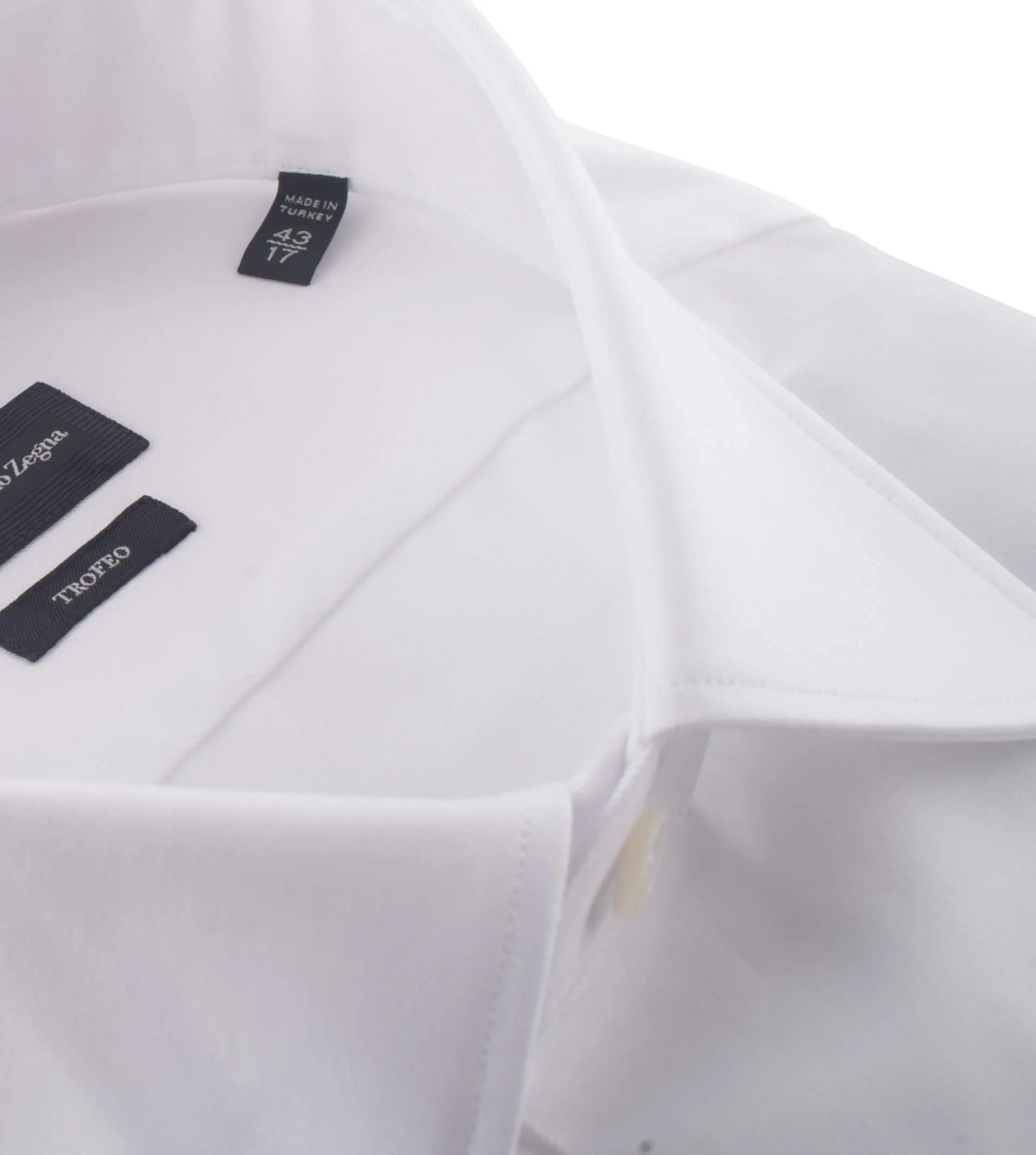 ZEGNA French Cuff White Twill Dress Shirt